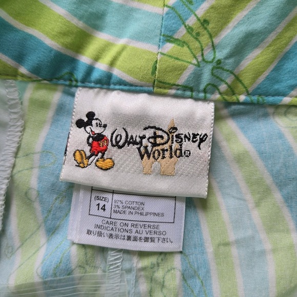 Walt‎ Disney World Capri Pants Size 14 Blue Green Disney Print Cotton New - Picture 6 of 11